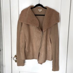 Teddy Bear Knit Suede Faux Leather Jacket